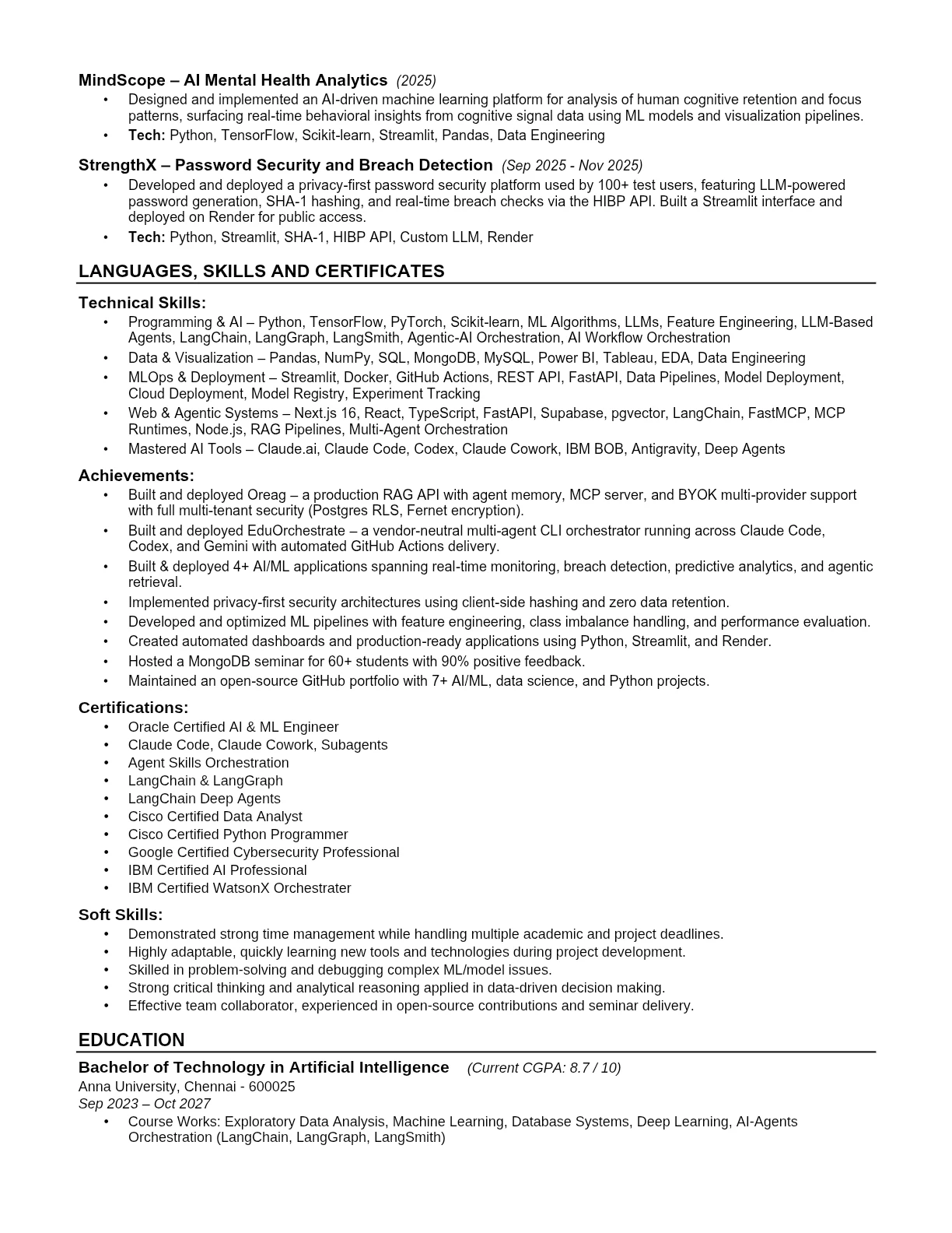 Résumé, page 2 of 2