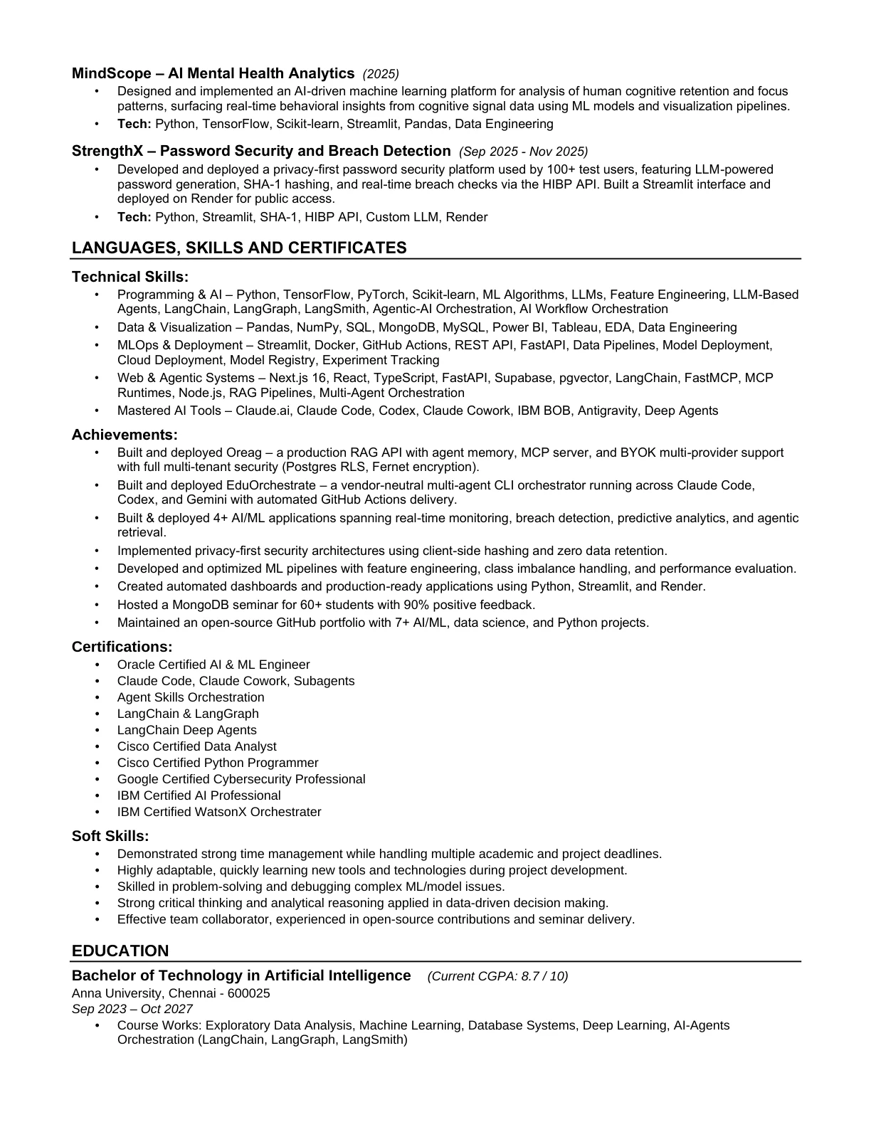Résumé, page 2 of 2